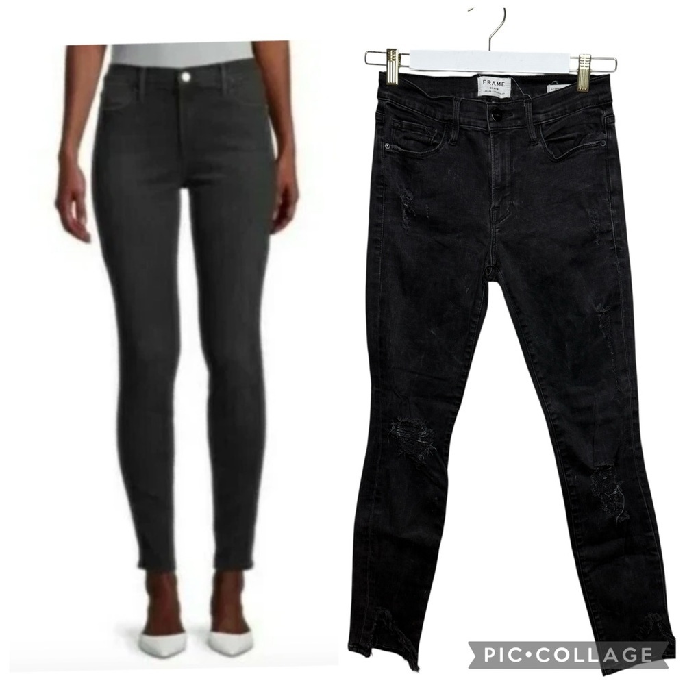 Frame Le Skinny De Jeanne Jeans Women 27 Black Stretch Preppy Skate Streetwear